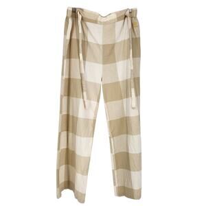 ISADORA Plaid Linen Cotton Blend Pants